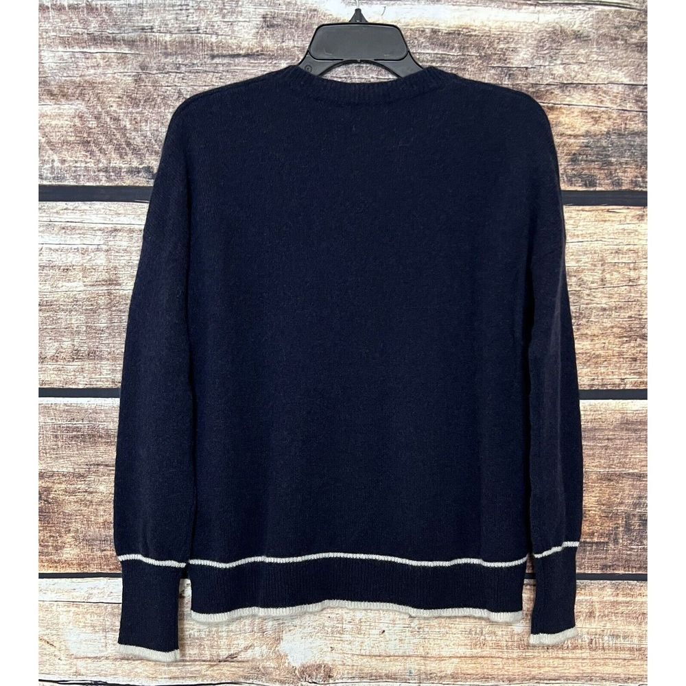 Vineyard Vines Lofty CASHMERE Crewneck Sweater Deep Bay Navy Slits S $248 - Picture 2 of 7
